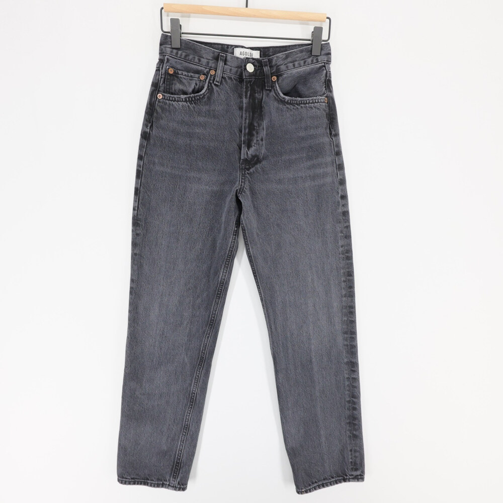 Agolde 90s Jeans Womens 23 Black Straight Leg High Rise Button Fly Denim